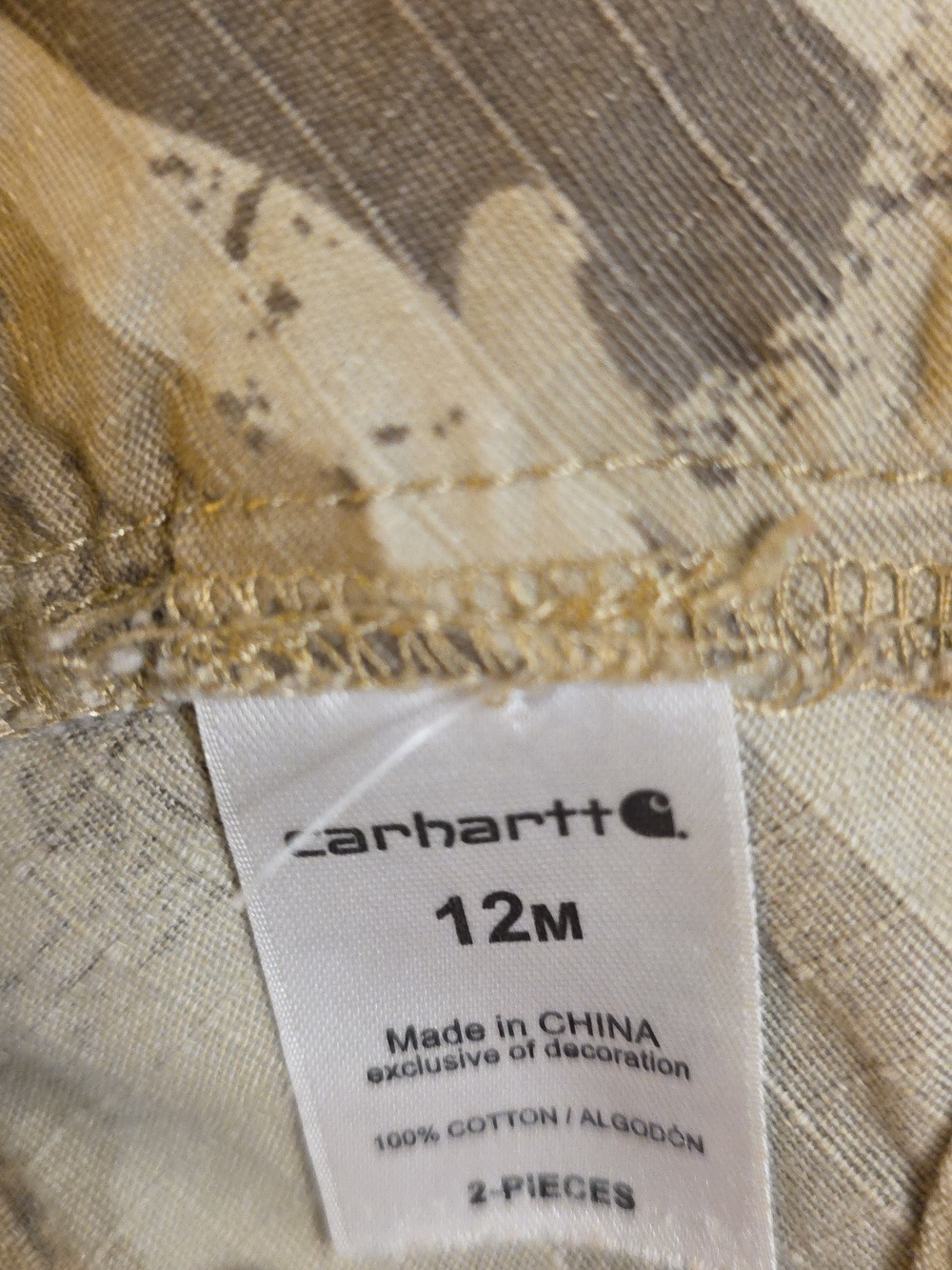 Carhartt Kids' Camouflage Short Overalls in Tan and Brown - Picture 4 of 4